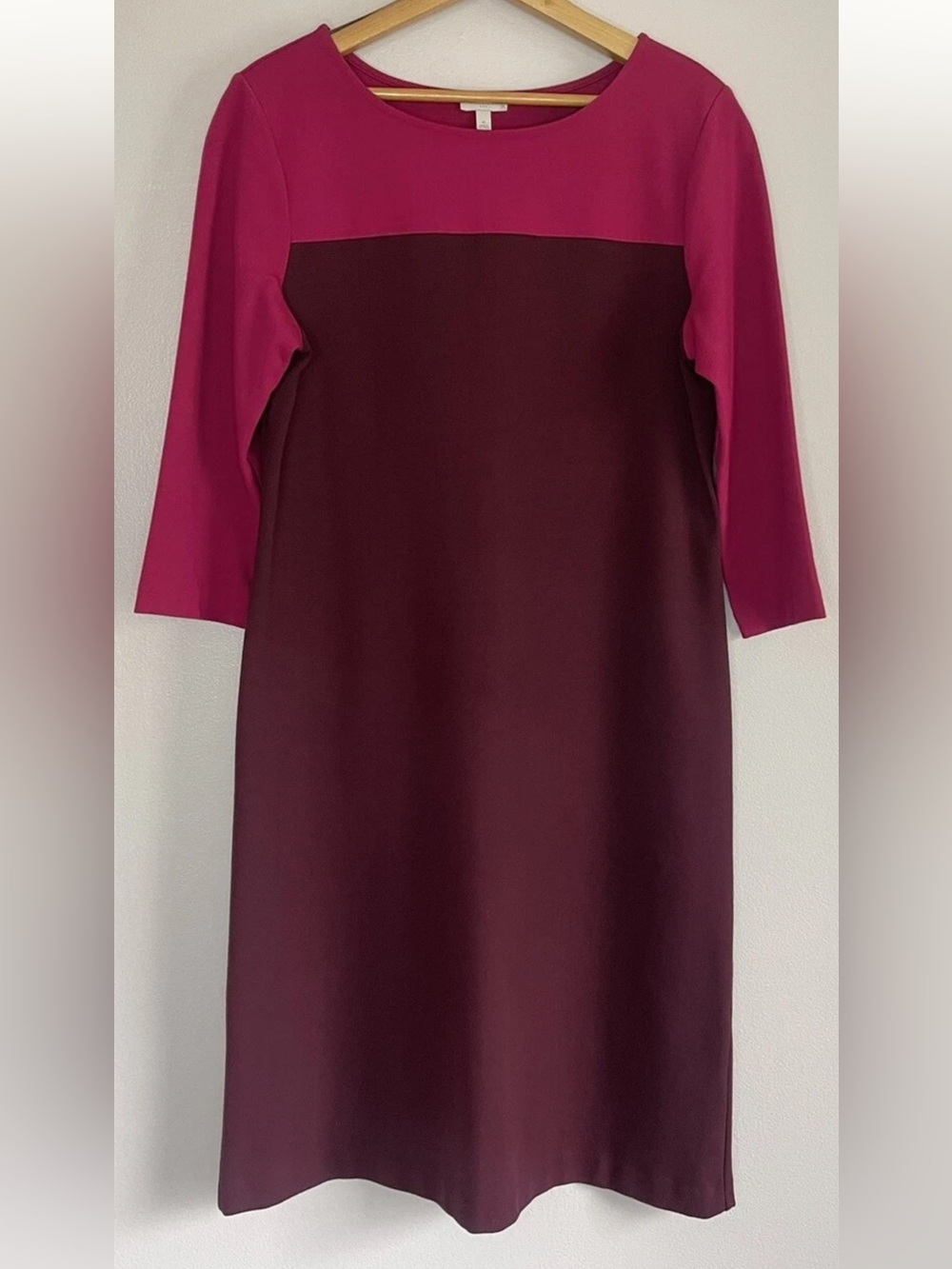 Talbots Fuchsia and Burgundy Colorblock Sheath Dress